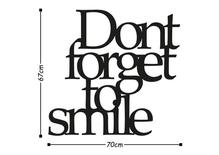 Wallity Dont Forget To Smile Escultura de pared de metal negra Wallity Dont Forget To Smile Escultura de pared de metal negra